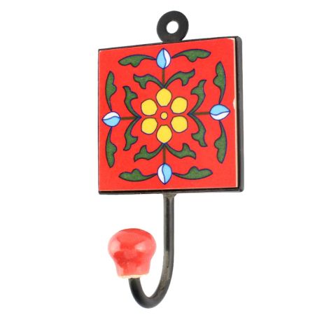 Yellow Dotted Flower Ceramic Tile Hook